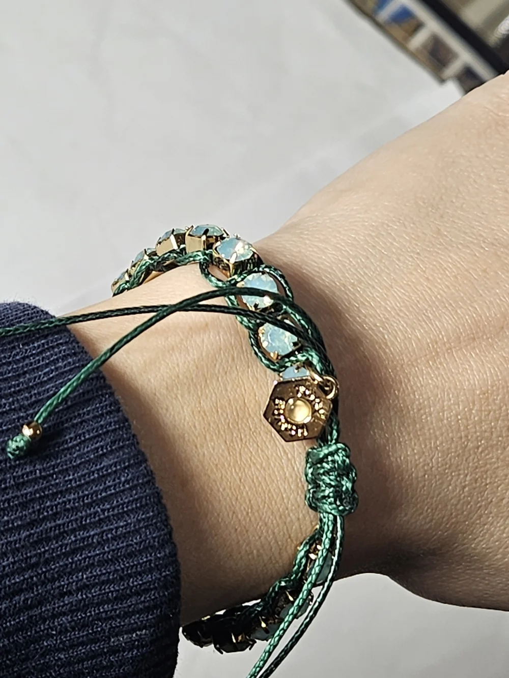 Tory Burch Mixing Swarovski Crystals Corded Thread,Macramé Logo, Bracelet Friend